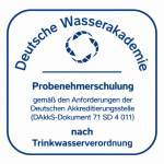 Zertifikat Trinkwasserprobennehmer nach DAkkS und Trinkwasserverordnung von Sachverständigem Sascha Lentfer