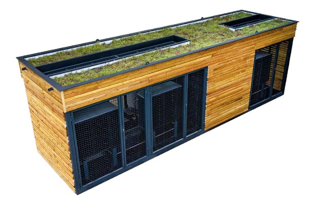 DAIKIN Energiemodul als modulares Wärmepumpen Heizmodul mit begrüntem Dach und integrierter Gebäudetechnik