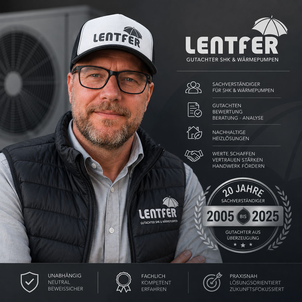 Sascha Lentfer, Gutachter für Wärmepumpen und SHK, Jubiläum 2005 bis 2025